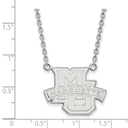 10K Weißgold Logoart Marquette University Groß Anhänger 18 Zoll Halskette