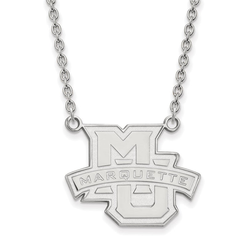Sterlingsilber Rhodiniert Logoart Marquette University Groß Anhänger 18 Zoll Halskette
