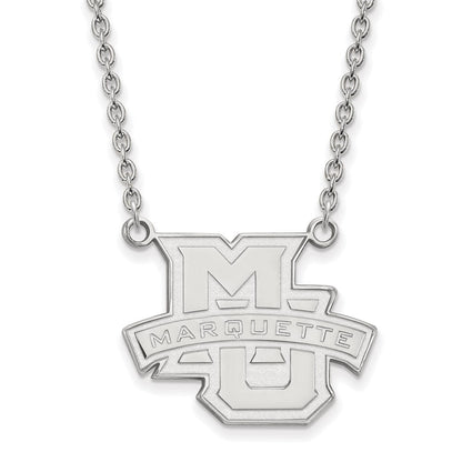 10K Weißgold Logoart Marquette University Groß Anhänger 18 Zoll Halskette