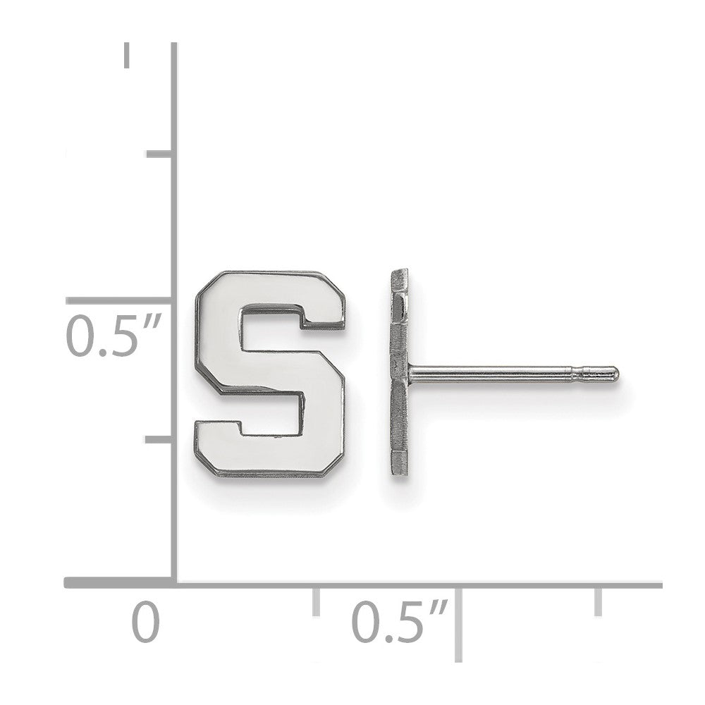 Sterlingsilber Rhodiniert Logoart Michigan State University Buchstabe S Extra Klein Ohrstecker