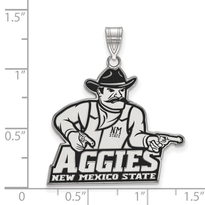 Sterlingsilber Rhodiniert Logoart New Mexico State University Aggies Extra Groß Emailliert Anhänger