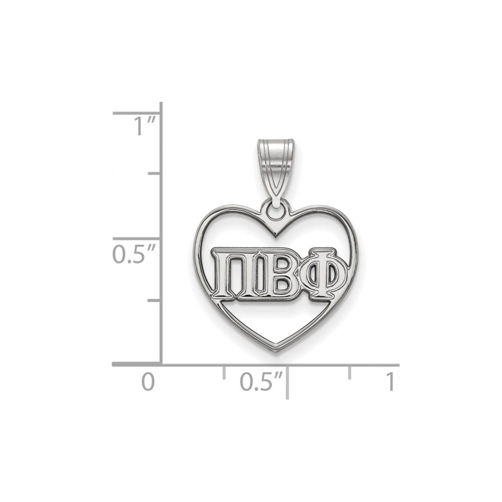Sterlingsilber Rhodiniert Logoart Pi Beta Phi Sorority Greek Buchstaben Herz Anhänger