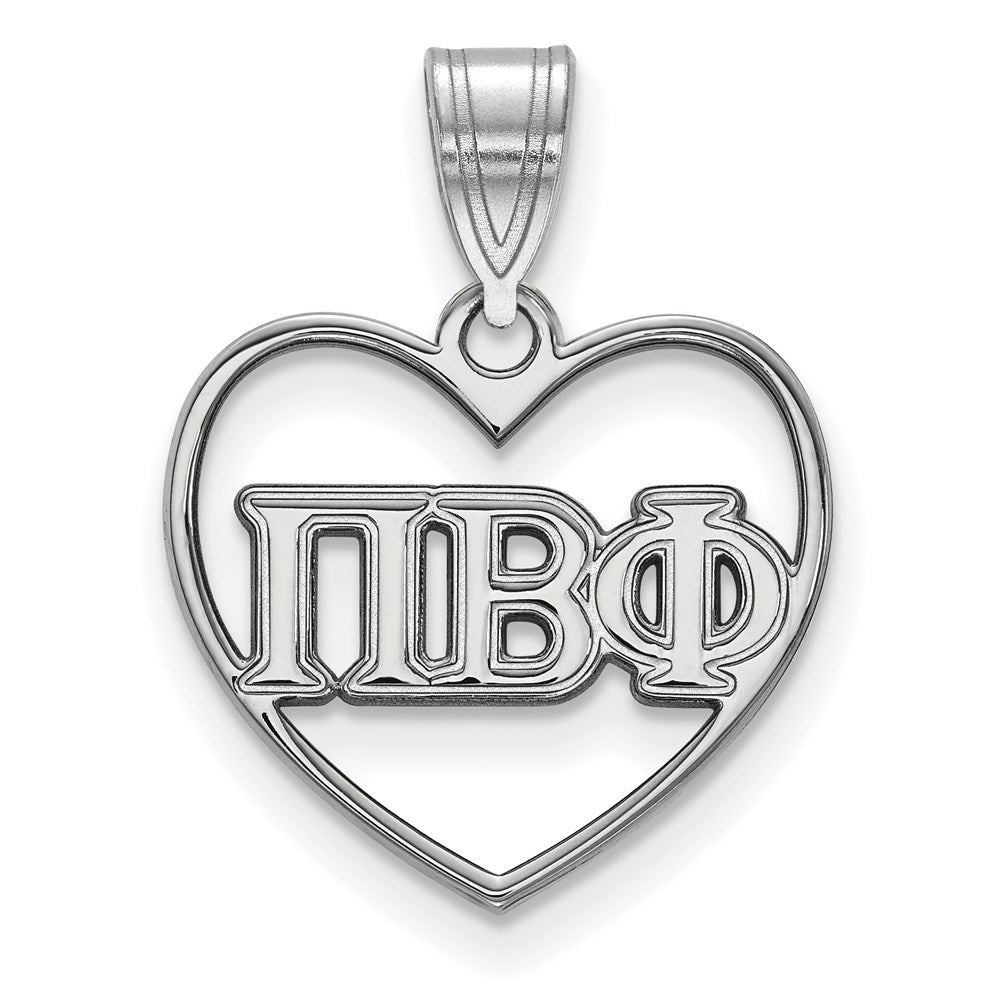 Sterlingsilber Rhodiniert Logoart Pi Beta Phi Sorority Greek Buchstaben Herz Anhänger