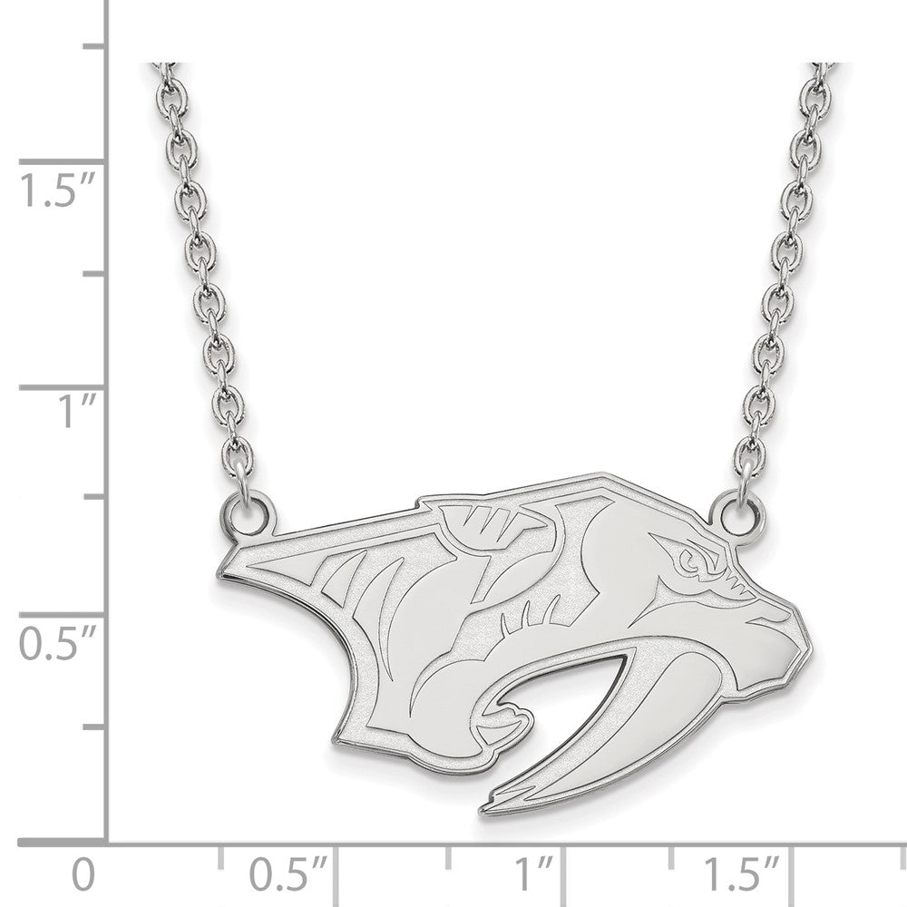 Sterlingsilber Rhodiniert Nhl Logoart Nashville Predators Groß Anhänger 18 Zoll Halskette