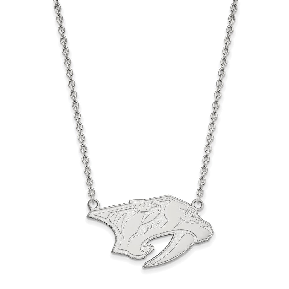 Sterlingsilber Rhodiniert Nhl Logoart Nashville Predators Groß Anhänger 18 Zoll Halskette