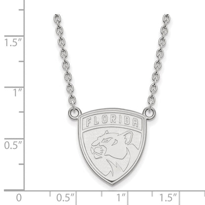 Sterlingsilber Rhodiniert Nhl Logoart Florida Panthers Groß Anhänger 18 Zoll Halskette