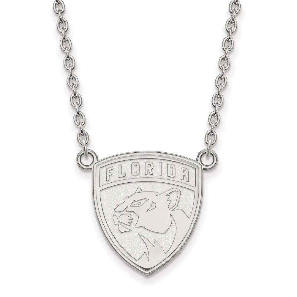 Sterlingsilber Rhodiniert Nhl Logoart Florida Panthers Groß Anhänger 18 Zoll Halskette