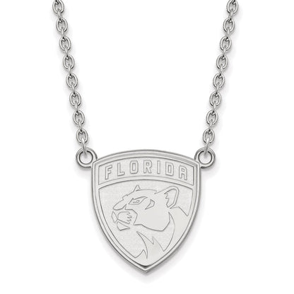 10K Weißgold Nhl Logoart Florida Panthers Groß Anhänger 18 Zoll Halskette