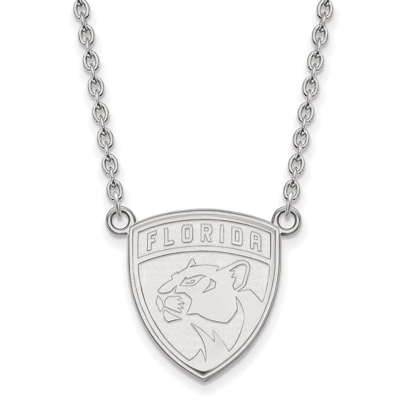 10K Weißgold Nhl Logoart Florida Panthers Groß Anhänger 18 Zoll Halskette