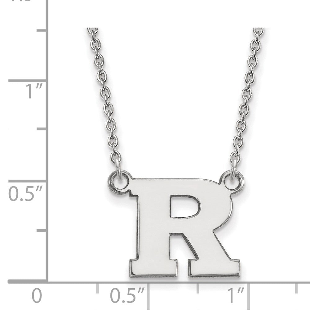 Sterlingsilber Rhodiniert Logoart Rutgers University Buchstabe R Klein Anhänger 18 Zoll Halskette