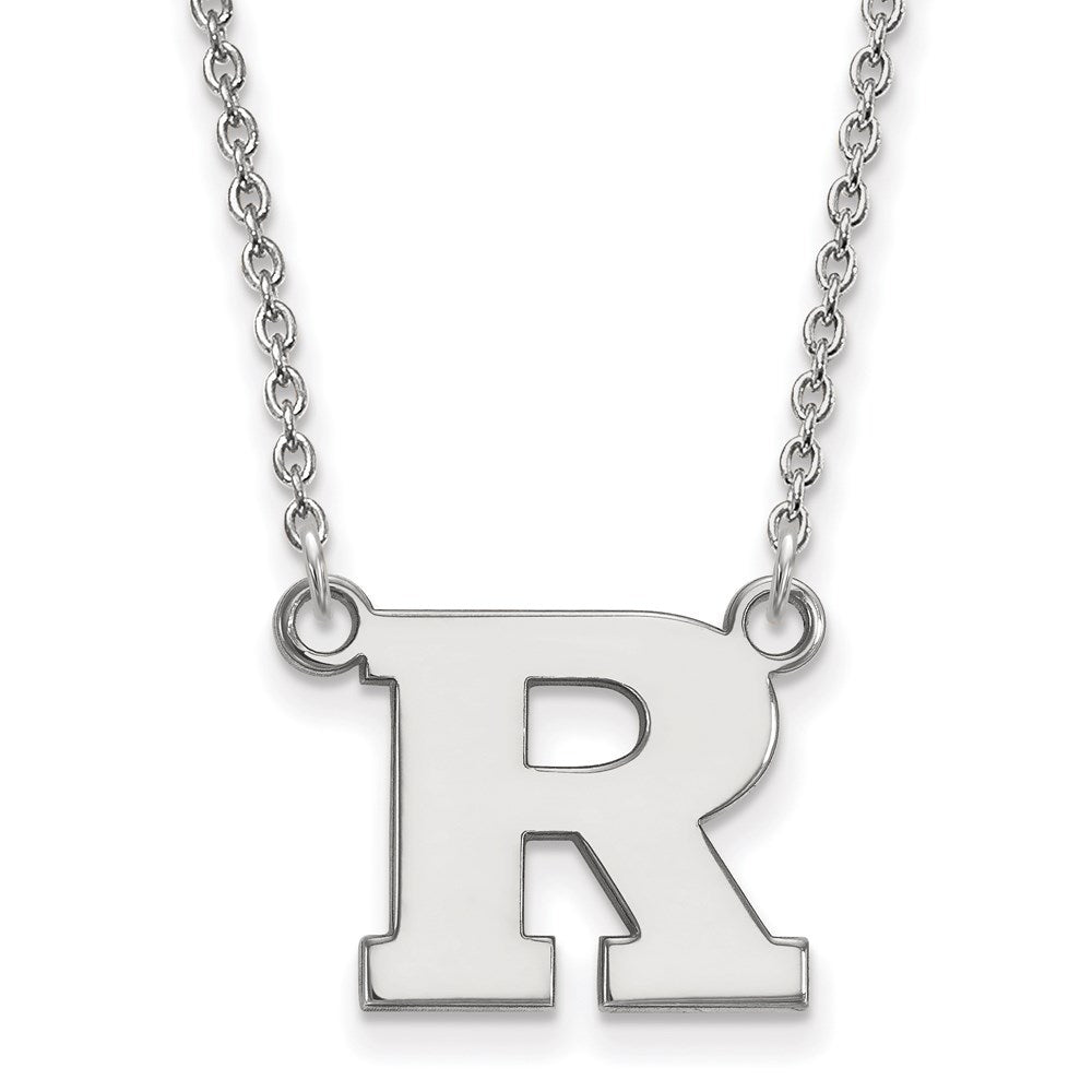 Sterlingsilber Rhodiniert Logoart Rutgers University Buchstabe R Klein Anhänger 18 Zoll Halskette