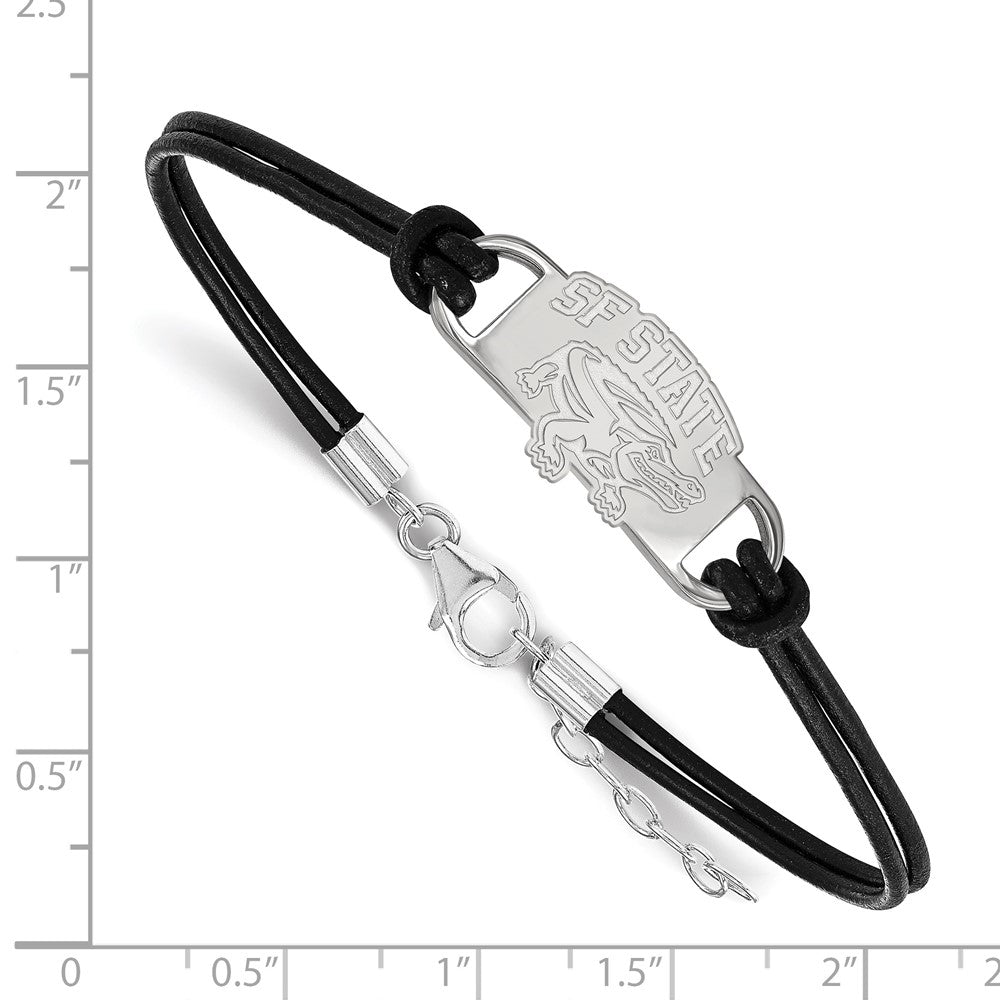 Sterlingsilber Rhodiniert Logoart San Francisco State University Leder 7 Zoll Armband mit Verlängerung