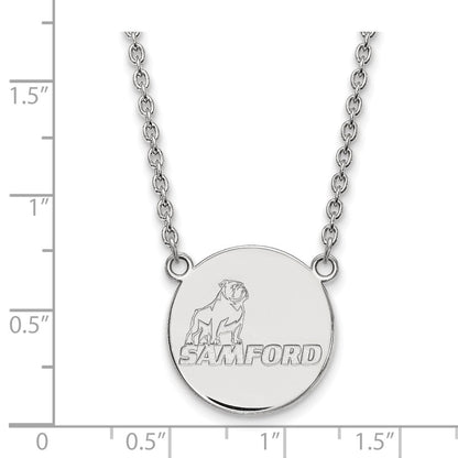 Sterlingsilber Rhodiniert Logoart Samford University Groß Plättchen Anhänger 18 Zoll Halskette
