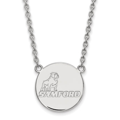 Sterlingsilber Rhodiniert Logoart Samford University Groß Plättchen Anhänger 18 Zoll Halskette