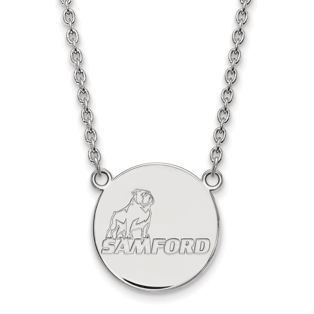 10K Weißgold Logoart Samford University Groß Plättchen Anhänger 18 Zoll Halskette