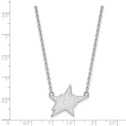 Sterlingsilber Rhodiniert Nhl Logoart Dallas Sterne Groß Anhänger 18 Zoll Halskette