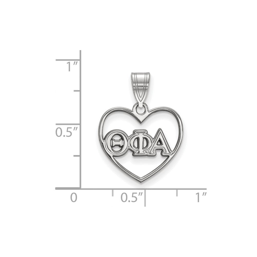 Sterlingsilber Rhodiniert Logoart Theta Phi Alpha Sorority Greek Buchstaben Herz Anhänger