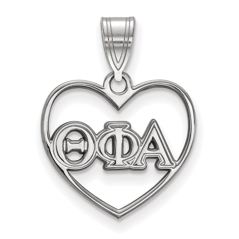 Sterlingsilber Rhodiniert Logoart Theta Phi Alpha Sorority Greek Buchstaben Herz Anhänger