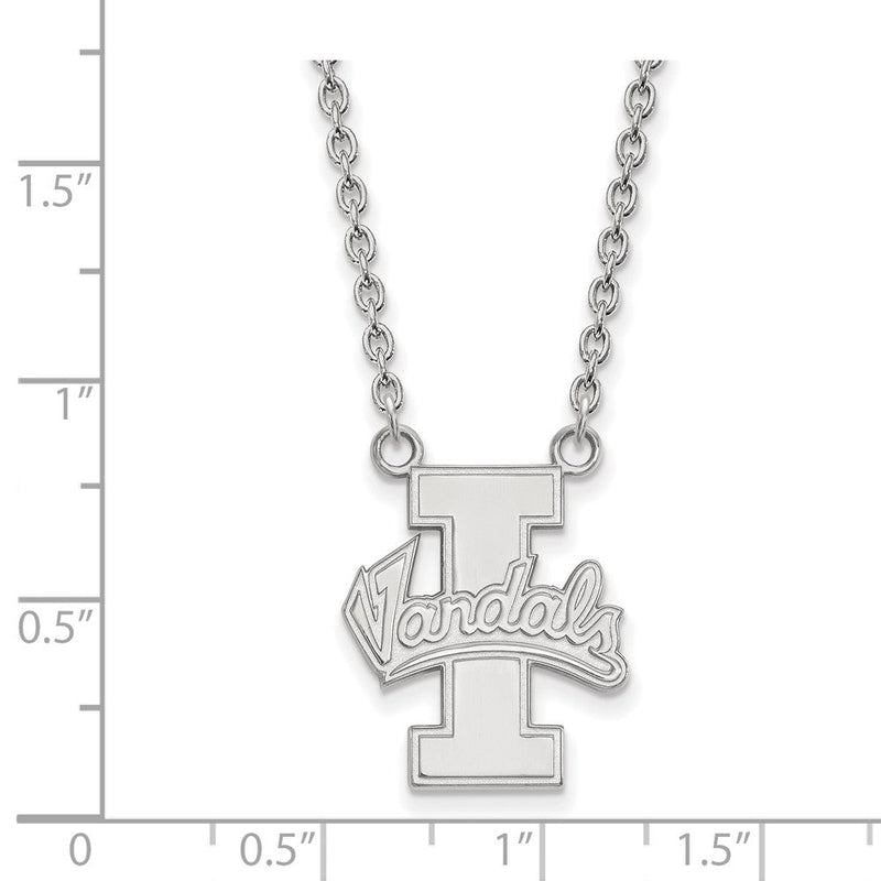 Sterlingsilber Rhodiniert Logoart University Of Idaho Vandals Groß Anhänger 18 Zoll Halskette