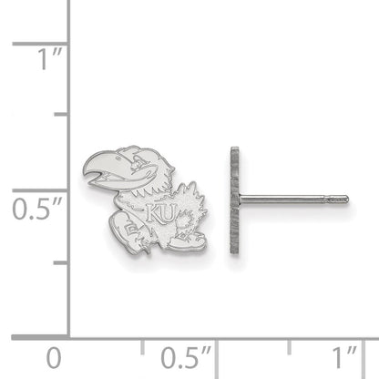 Sterlingsilber Rhodiniert Logoart University Of Kansas Jayhawk Extra Klein Ohrstecker