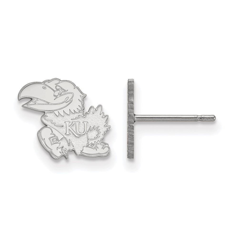 Sterlingsilber Rhodiniert Logoart University Of Kansas Jayhawk Extra Klein Ohrstecker