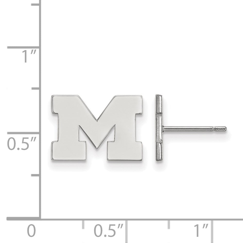 Sterlingsilber Rhodiniert Logoart University Of Michigan Buchstabe M Extra Klein Ohrstecker