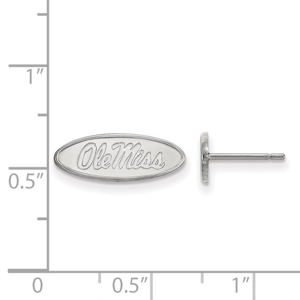 14K Weißgold Logoart University Of Mississippi Ole Miss Oval Extra Klein Ohrstecker