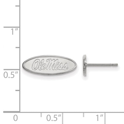 14K Weißgold Logoart University Of Mississippi Ole Miss Oval Extra Klein Ohrstecker
