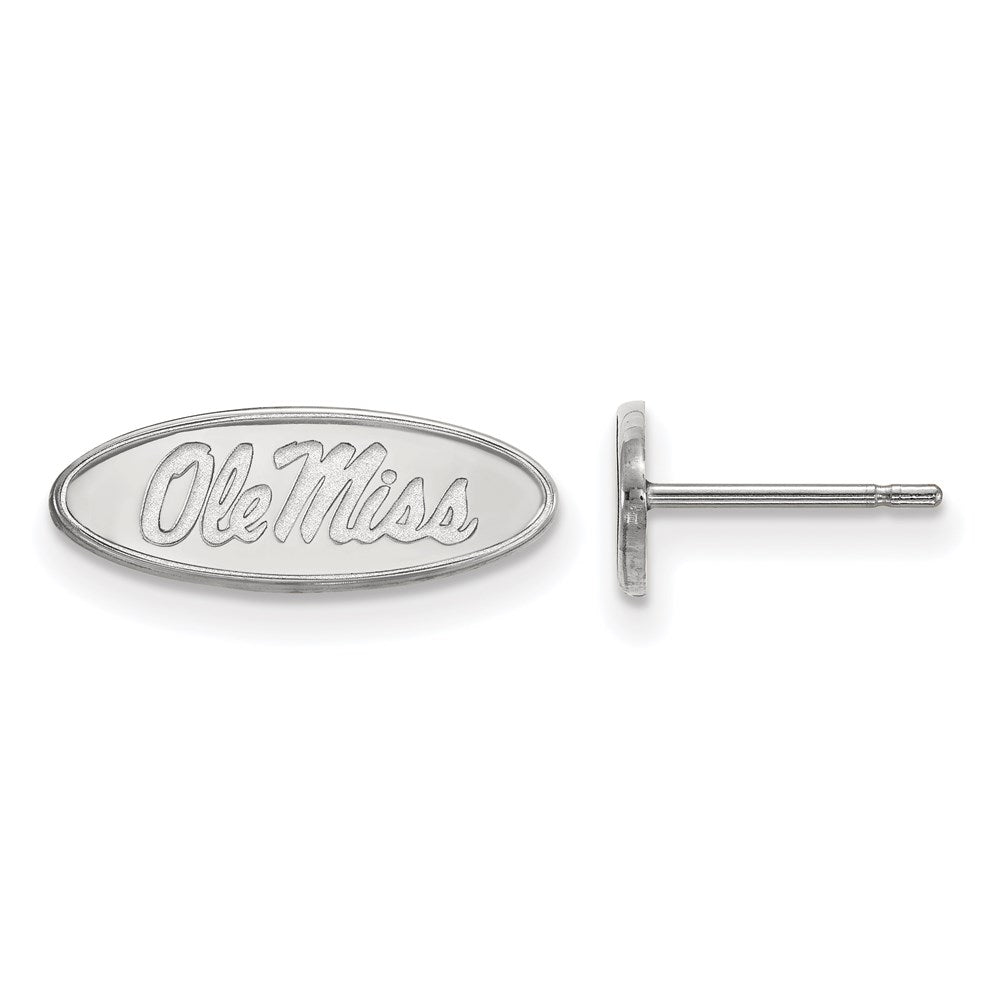 14K Weißgold Logoart University Of Mississippi Ole Miss Oval Extra Klein Ohrstecker