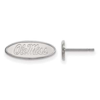 14K Weißgold Logoart University Of Mississippi Ole Miss Oval Extra Klein Ohrstecker