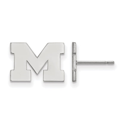 Sterlingsilber Rhodiniert Logoart University Of Michigan Buchstabe M Extra Klein Ohrstecker