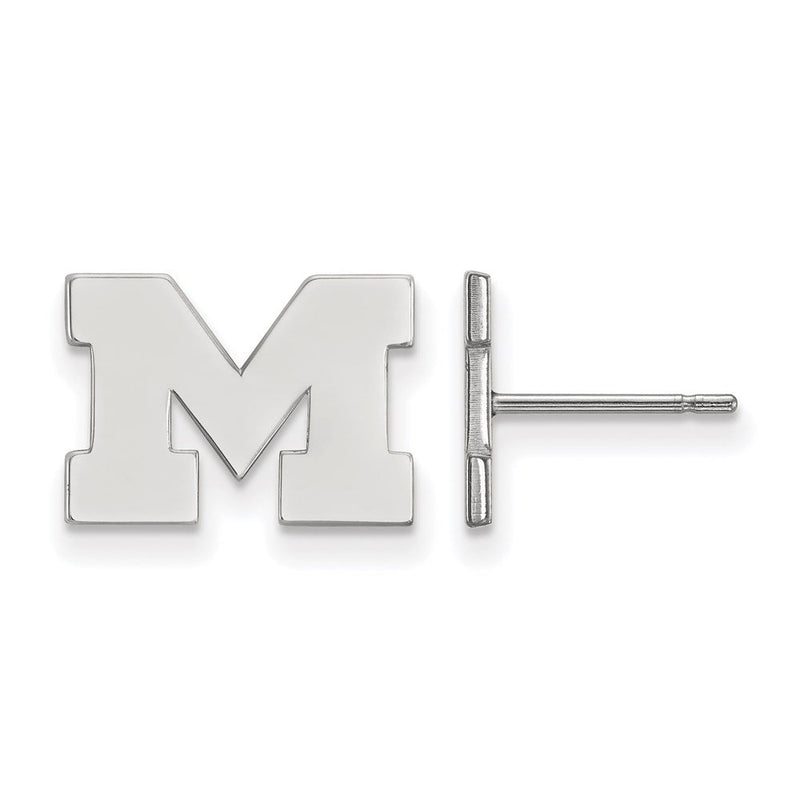 Sterlingsilber Rhodiniert Logoart University Of Michigan Buchstabe M Extra Klein Ohrstecker