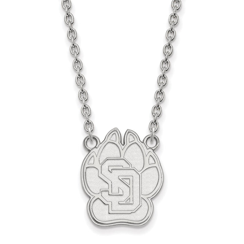10K Weißgold Logoart University Of South Dakota Groß Anhänger 18 Zoll Halskette