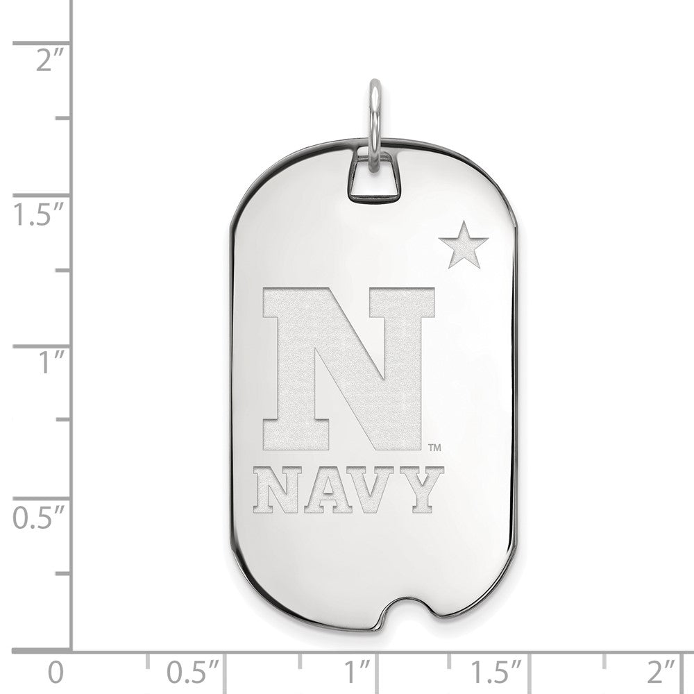 Sterlingsilber Rhodiniert Logoart Us Naval Akademie Groß Erkennungsmarke Anhänger