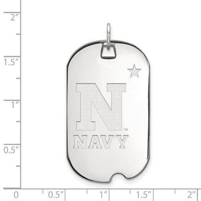 Sterlingsilber Rhodiniert Logoart Us Naval Akademie Groß Erkennungsmarke Anhänger