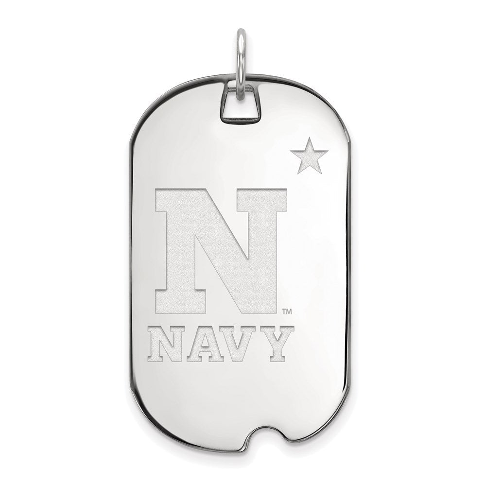 Sterlingsilber Rhodiniert Logoart Us Naval Akademie Groß Erkennungsmarke Anhänger