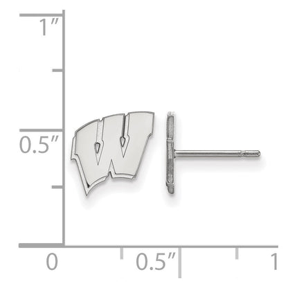 Sterlingsilber Rhodiniert Logoart University Of Wisconsin Buchstabe W Extra Klein Ohrstecker