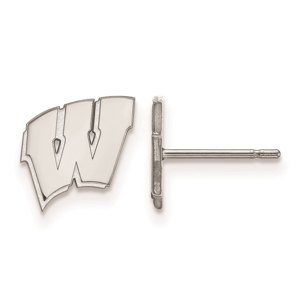 10K Weißgold Logoart University Of Wisconsin Buchstabe W Extra Klein Ohrstecker
