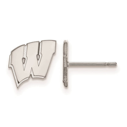 10K Weißgold Logoart University Of Wisconsin Buchstabe W Extra Klein Ohrstecker