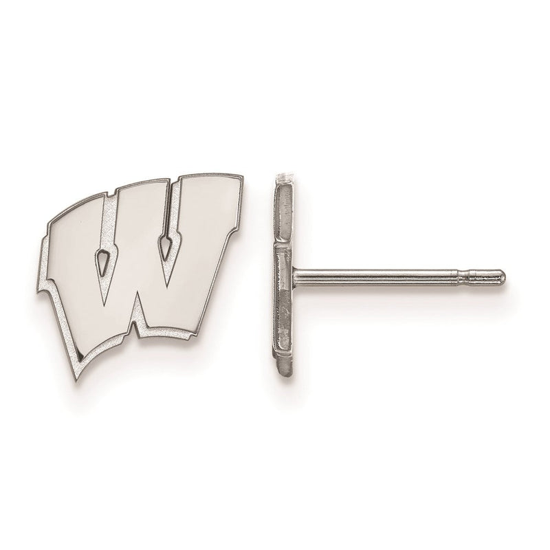 14K Weißgold Logoart University Of Wisconsin Buchstabe W Extra Klein Ohrstecker