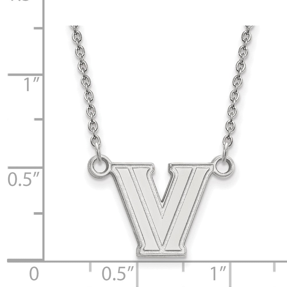 Sterlingsilber Rhodiniert Logoart Villanova University Buchstabe V Klein Anhänger 18 Zoll Halskette