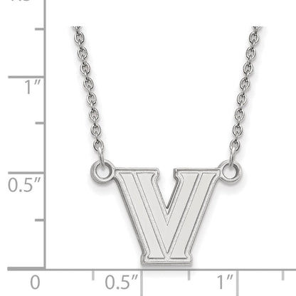 Sterlingsilber Rhodiniert Logoart Villanova University Buchstabe V Klein Anhänger 18 Zoll Halskette