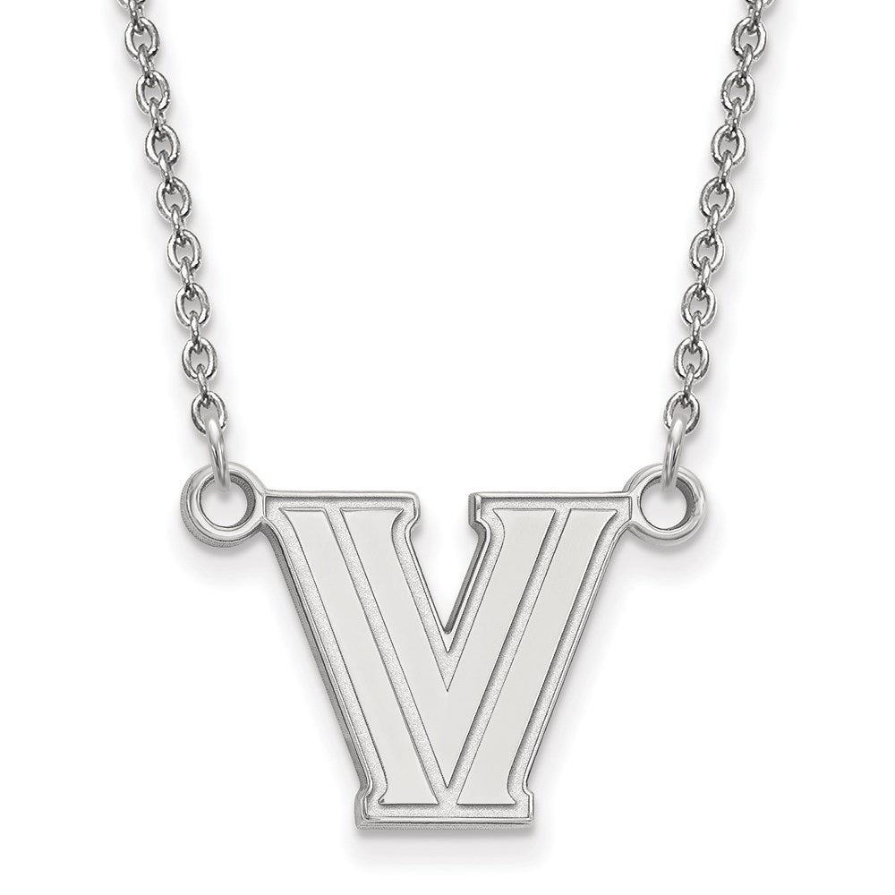 Sterlingsilber Rhodiniert Logoart Villanova University Buchstabe V Klein Anhänger 18 Zoll Halskette
