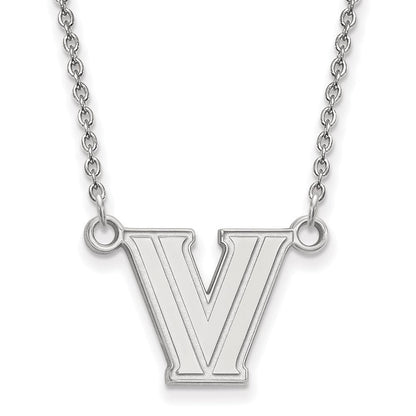 Sterlingsilber Rhodiniert Logoart Villanova University Buchstabe V Klein Anhänger 18 Zoll Halskette