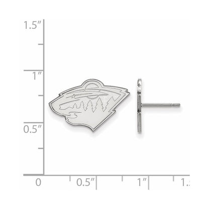 Sterlingsilber Rhodiniert Nhl Logoart Minnesota Wild Klein Ohrstecker