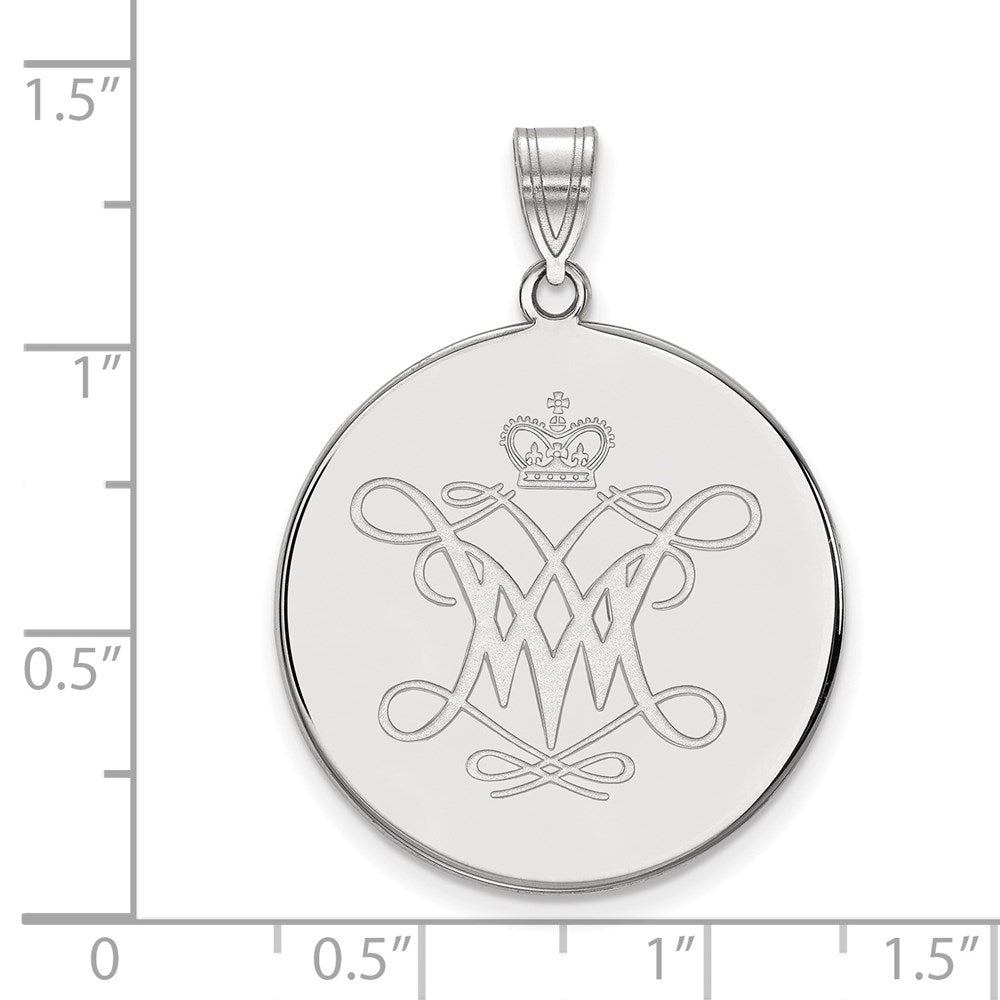 Sterlingsilber Rhodiniert Logoart College Of William und Mary Extra Groß Plättchen Anhänger