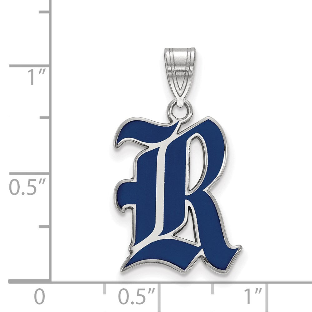 Sterlingsilber Rhodiniert Logoart Rice University Buchstabe R Groß Emailliert Anhänger