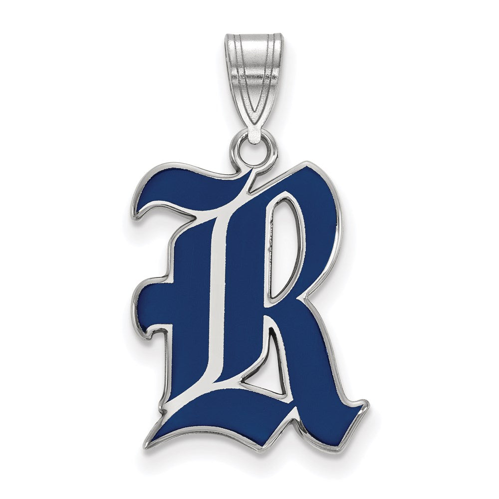 Sterlingsilber Rhodiniert Logoart Rice University Buchstabe R Groß Emailliert Anhänger