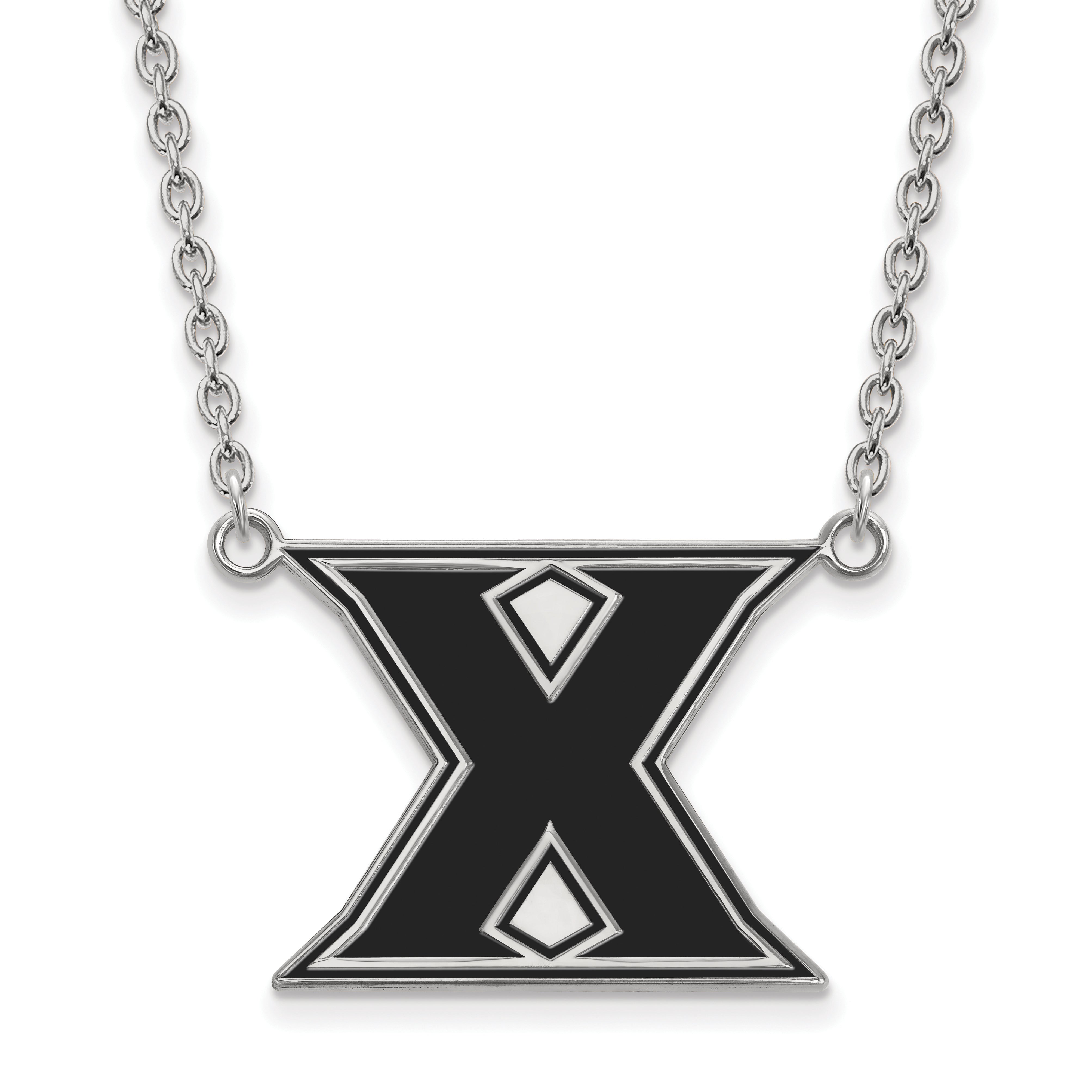 Sterlingsilber Rhodiniert Logoart Xavier University Buchstabe X Groß Emailliert Anhänger 18 Zoll Halskette