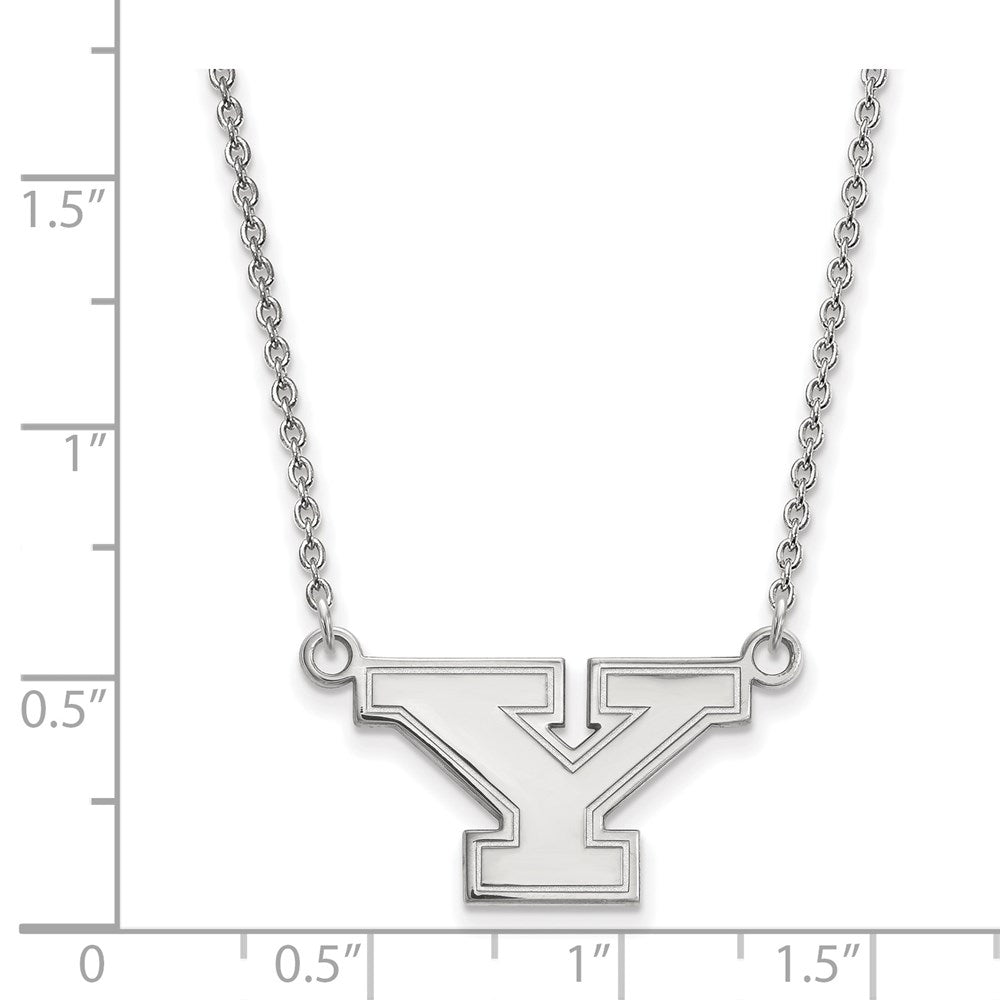 Sterlingsilber Rhodiniert Logoart Youngstown State University Buchstabe Y Klein Anhänger 18 Zoll Halskette
